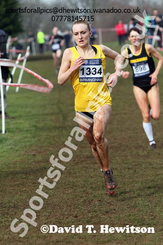 Lily Partridge (Surrey) leads Katie Brough (Cheshire) during the senior womens Inter Counties Cross Country, Cofton Park, Birmingham. Photo: David T. Hewitson/Sports for All Pics